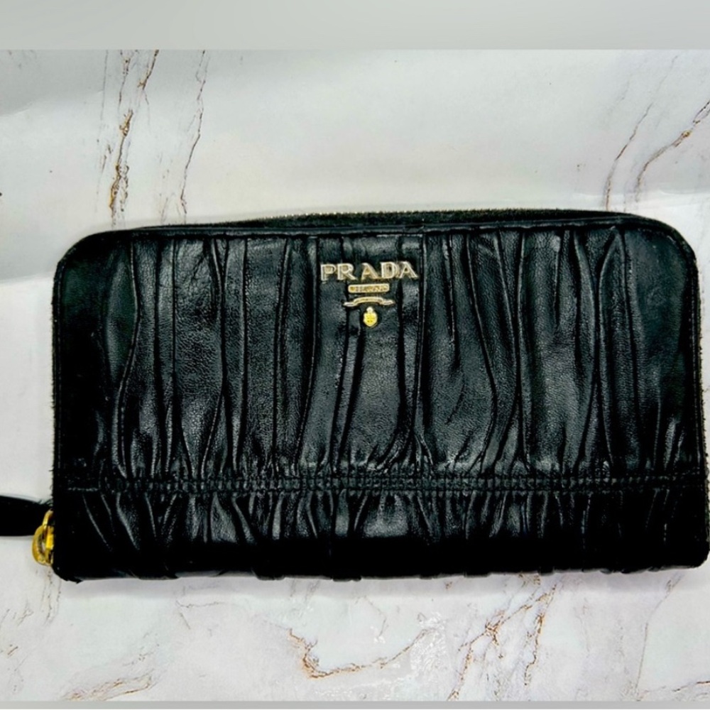 Prada Black Textured Leather wallet large